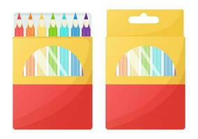 Colored pencils in an open and close box vector