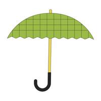 Handle umbrella accessory flat line color isolated vector object. Opened shield protection. Editable clip art image on white background. Simple outline cartoon spot illustration for web design