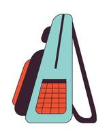 Backpack rucksack side view flat line color isolated vector object. School backpack bag. Knapsack. Editable clip art image on white background. Simple outline cartoon spot illustration for web design