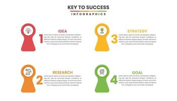 Key to Success. Keyhole concept infographic. vector