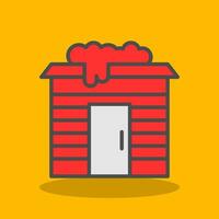 Snowy cabin Vector Icon Design