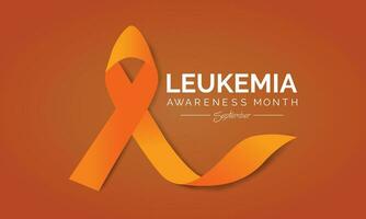 Vector Illustration of Leukemia Awareness month with orange colored ribbon, observed in September. Banner and poster design.