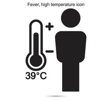 fiebre, alto temperatura icono, vector ilustración.