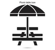 Picnic table icon, vector illustration.