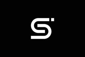 Creative and minimalist initial letter S i logo design template on black background vector