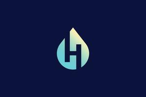 Creative and minimalist letter H water drop logo design template on black background vector