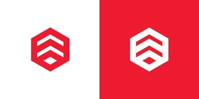 Creative and minimalist polygon arrow logo design template on red and white background vector