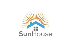 Minimal and Professional Sun and House sign logo design vector template