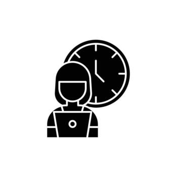 trabajando hora icono. sólido icono vector