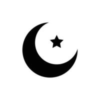 Moon and star icon. solid icon vector