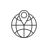 Globe location icon. outline icon vector