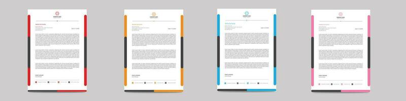 Simple corporate modern clean and clear letterhead design with color bundle. vector