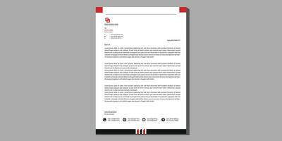 Corporate business official clean and simple letterhead design with red color shape. vector