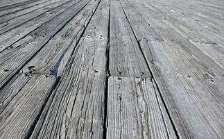 Grey Weathered Planks of an Old Dock photo