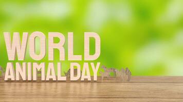 The animal plate and text for  World Animal Day concept 3d rendering photo