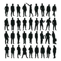 Image male silhouettes. People, human, person, man, men, guy, lad, fella, stripling, boy. Businessmen, workers, friends, students, demonstrators, professor, audience vector