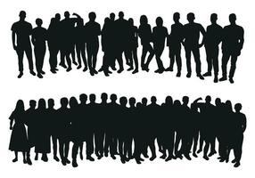 Image of crowd silhouette, group of people. Workers, audience, crowded, corporate, working, teamwork vector