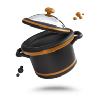 3d Elegant cooking pressure cooker icon. isolated 3d rendering illustration with transparent background in cute style png