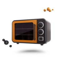 3D microwave oven isolated on a transparent background. Home appliance oven icon. Kitchen concept in cute 3d style png