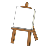 easel with empty canvas. Easel with poster in cartoon style. png