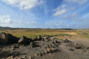Dry Desert Landscape in a Remote Area of Aruba photo