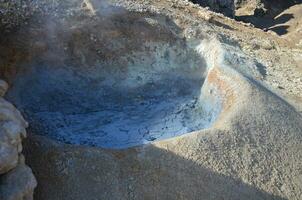 Dry Cracking Mud in a Old Steaming Fumarole photo