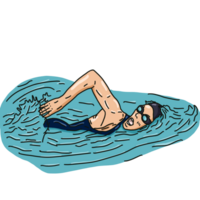 Woman is swimming in the pool png