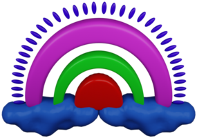 3d illustration rendre arc en ciel dans des nuages jouet multicolore sur transparent Contexte png