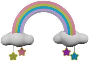 3d illustration framställa regnbåge i moln leksak flerfärgad på transparent bakgrund png