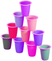 3D model water cups made of plastic on transparent background png