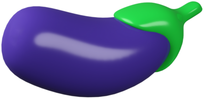 3D model vegetable eggplant toy made of plastic on transparent background png