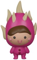 3d ilustração render Rosa personagem Dragão fruta menina em transparente fundo png