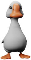3D illustration render poultry goose gray with orange beak on transparent background png