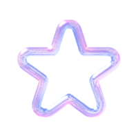 Estrela ano 2000 elemento com pastel holograma holográfico cromada 3d efeito png