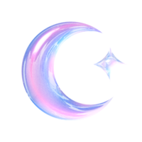 Moon Y2K element with pastel hologram holographic chrome 3d effect png