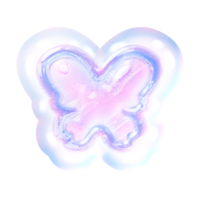 Butterfly Y2K element with pastel hologram holographic chrome 3d effect png