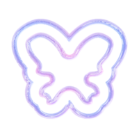 Butterfly Y2K element with pastel hologram holographic chrome 3d effect png