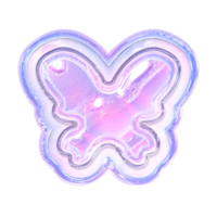 papillon y2k élément avec pastel hologramme holographique chrome 3d effet png
