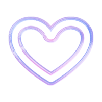 Heart Y2K element with pastel hologram holographic chrome 3d effect png