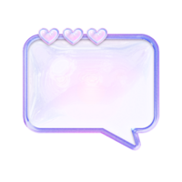 Bubble text message Y2K element with pastel hologram holographic chrome 3d effect png