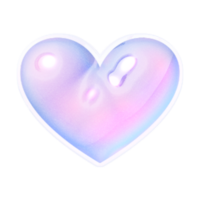 Heart Y2K element with pastel hologram holographic chrome 3d effect png