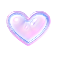 Heart Y2K element with pastel hologram holographic chrome 3d effect png