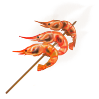 Grilled shrimp seafood illustration realistic painting png