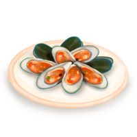 Steamed mussels seafood illustration painting png