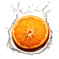 frisch Orange im Wasser Spritzen png