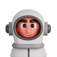 Porträt von ein Mann Astronaut isoliert. wesentlich Arbeitskräfte Benutzerbild Symbole. Zeichen zum Sozial Medien und Vernetzung, Benutzer Profil, Webseite und App. 3d machen Illustration. png