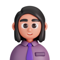 Portrait of a woman administrator isolated. Essential workers avatar icons. Characters for social media and networking, user profile, website and app. 3d Render illustration. png