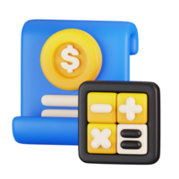 Financial calculation isolated. Business and finance icon concept. 3D Render illustration png