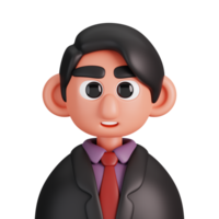 Portrait of a Businessman in suit isolated. Essential workers avatar icons. Characters for social media and networking, user profile, website and app. 3d Render illustration. png