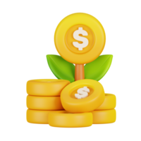 Stack of coins, money investment isolated. Business and finance icon concept. 3D Render illustration png